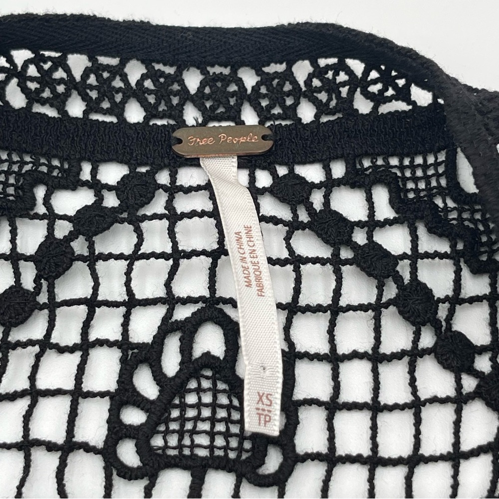 Free People Emily Crotchet Mini Dress Black Size XS Boho Summer - Picture 4 of 12